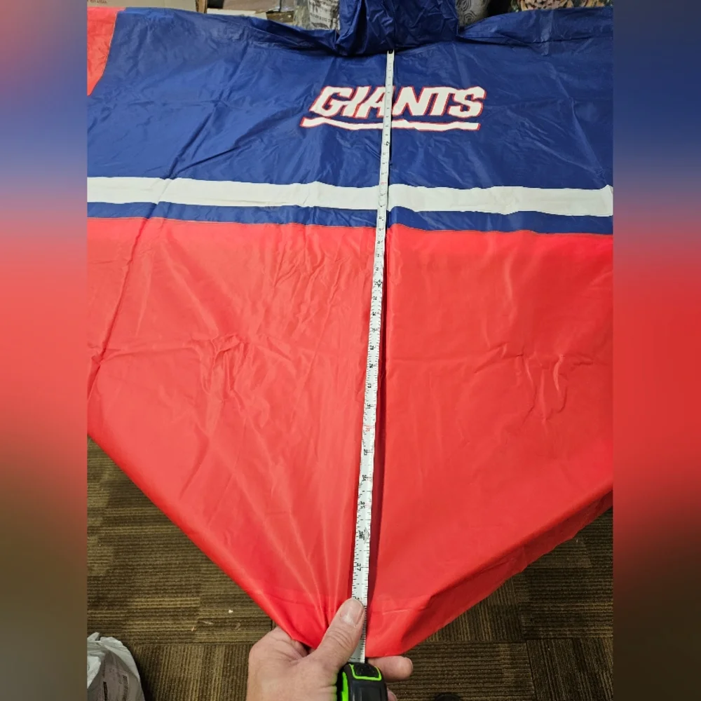Vintage NFL New York Giants Blue and Red Vinyl Hooded Rain Poncho Unisex Adult - Picture 9 of 16